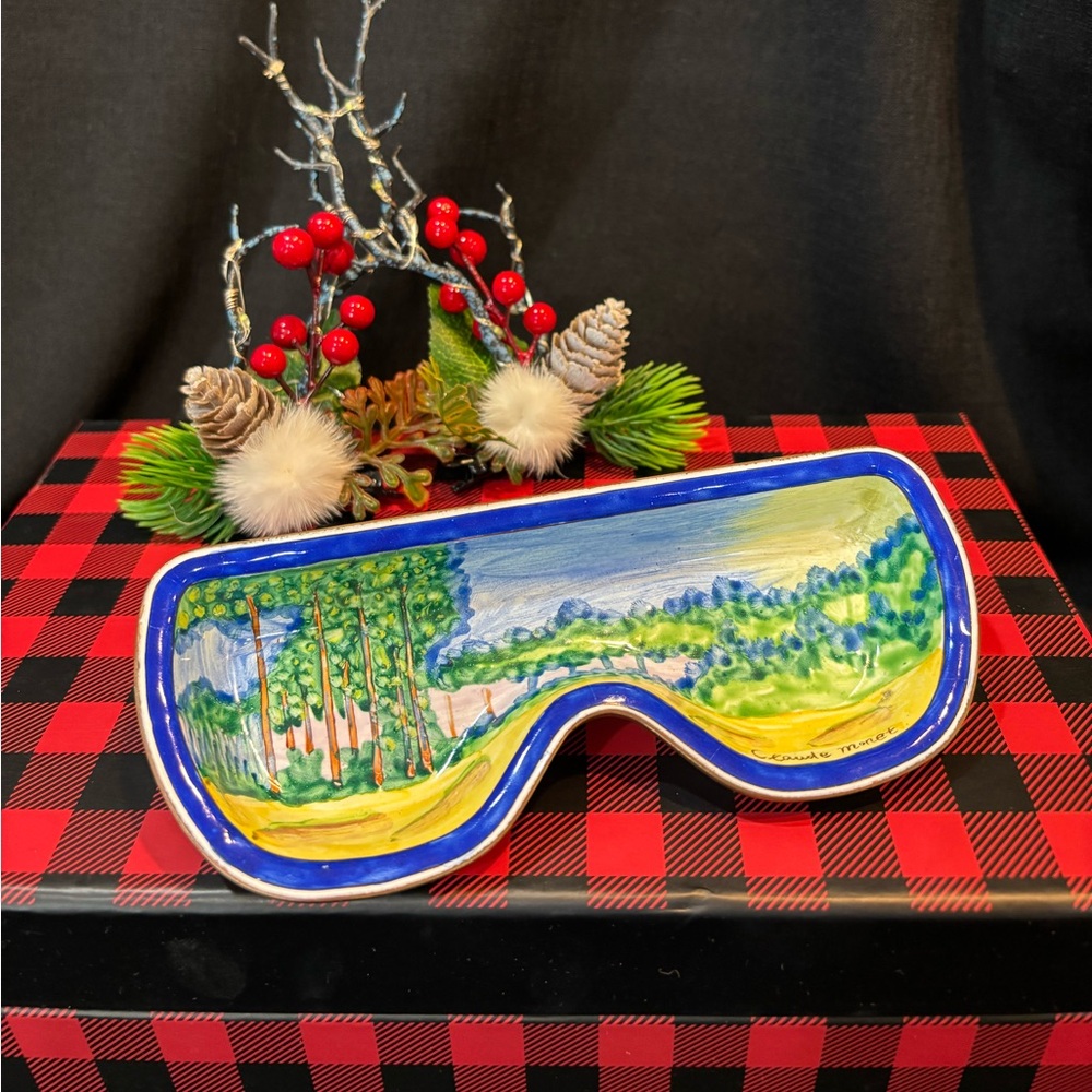 Kelvin Chen Enamel Over Copper Trinket Holder - Claude Monet Inspired Landscape